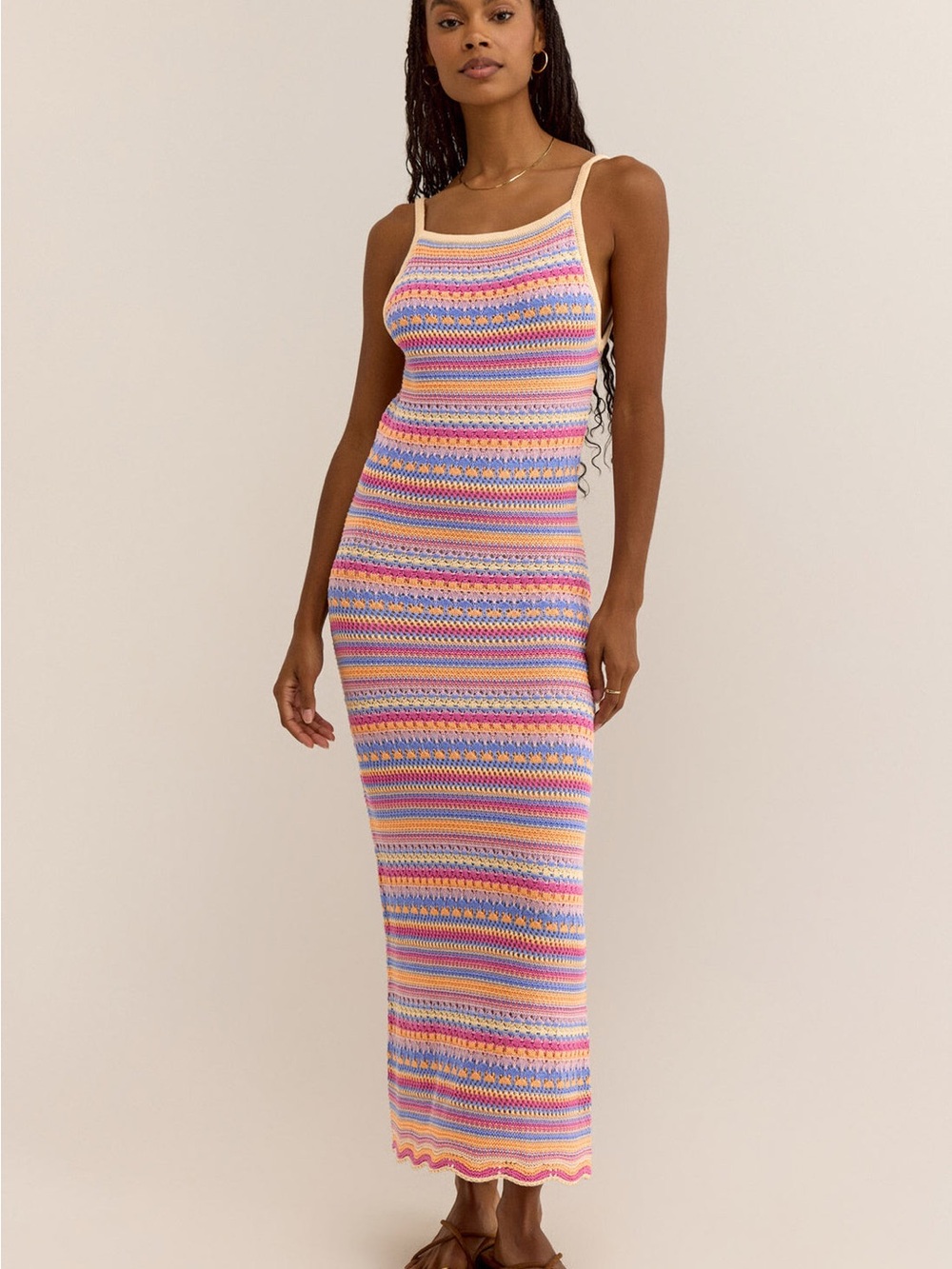 Z Supply NWT Santa Cruz Crochet Knit Striped Maxi Dress